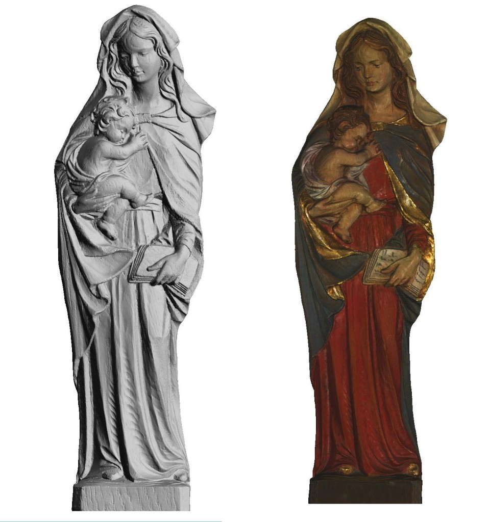 Statua Legno Madonna Dipinta a Mano